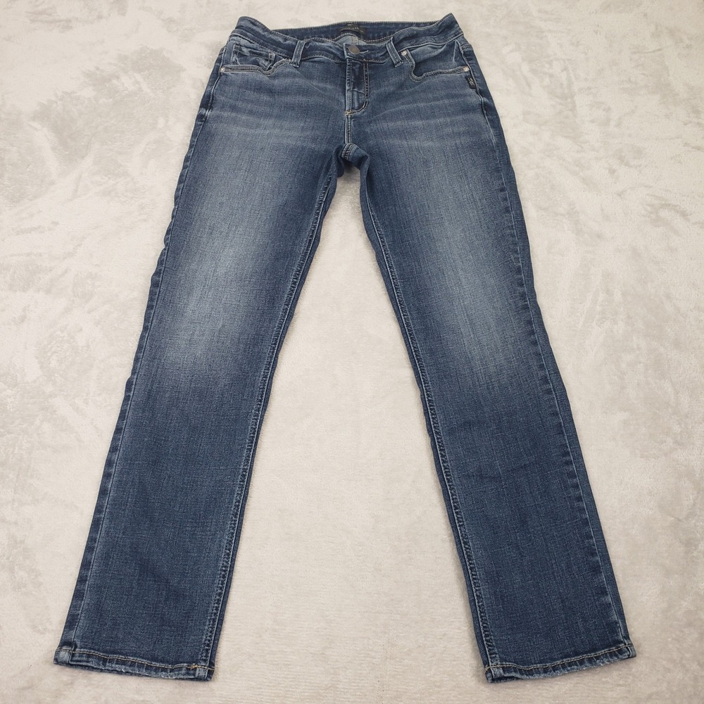 Silver Jeans Women's Elyse Straight Leg Jeans 30 L29 Blue Medium Wash Denim